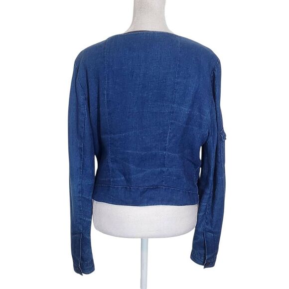 Day Birger et Mikkelsen Blue Chambray Distressed Linen Jacket Size Small 36 - Picture 2 of 11